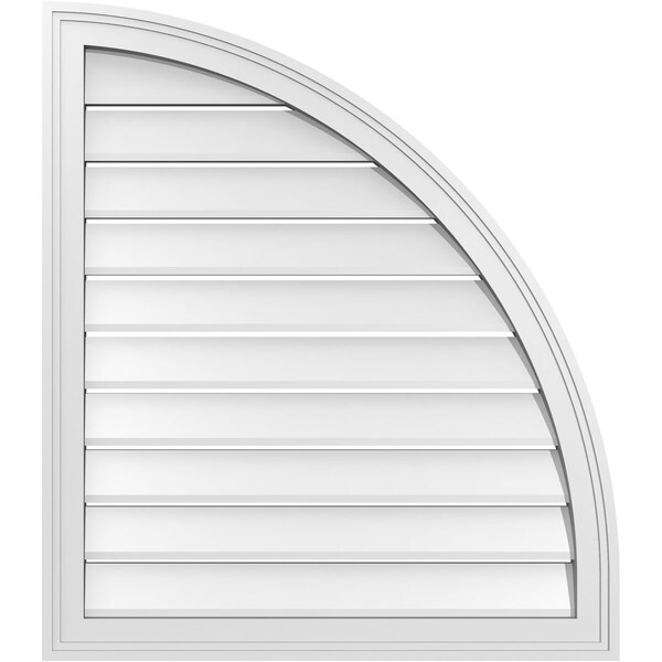 Ekena Millwork Quarter Round Top Right Surface Mount PVC Gable Vent w/ 2"W x 1-1/2"P Brickmould Frame, 28"W x 32"H GVPQR28X3202SF - main